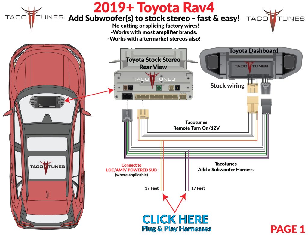2019+ Toyota RAV4 How to add self powered subwoofer to stock stereo plug and play self installation