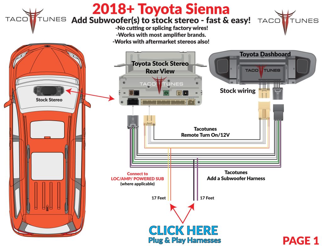 2018+ Toyota Sienna How to add self powered subwoofer to stock stereo plug and play self installation