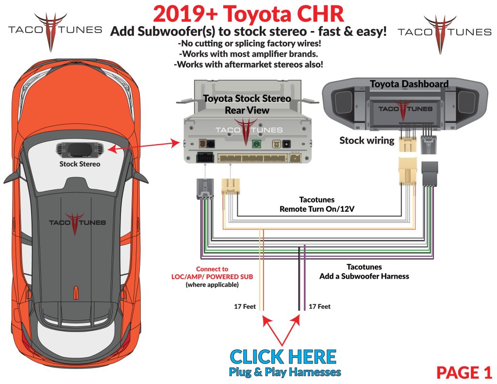 2019+ Toyota CHR How to add self powered subwoofer to stock stereo plug and play self installation
