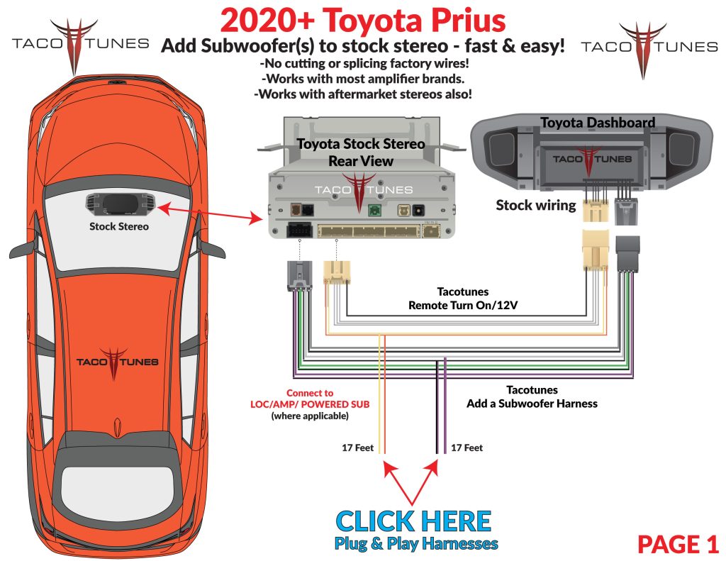 2020+ Toyota Prius How to add self powered subwoofer to stock stereo plug and play self installation